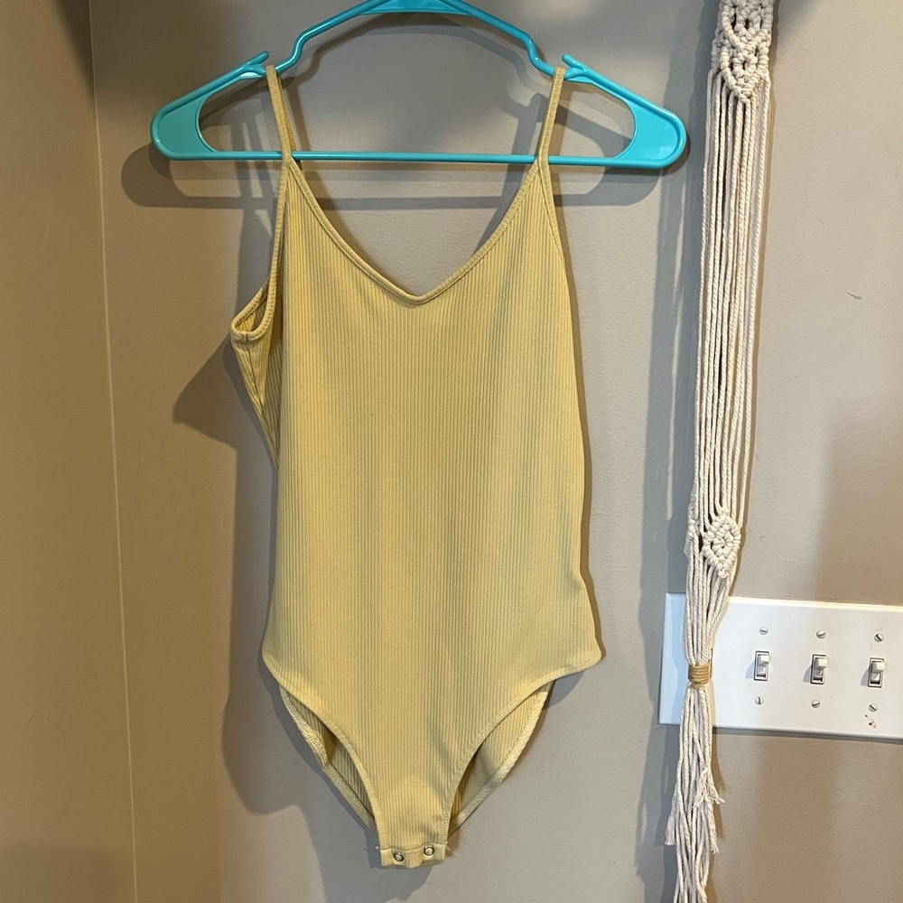 Yellow ribbed bodysuit